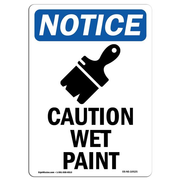 Signmission Safety Sign, OSHA Notice, 18" Height, Caution Wet Paint Sign With Symbol, Portrait OS-NS-D-1218-V-10525